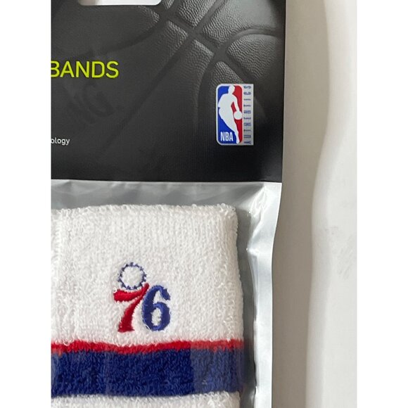 Nike NBA 76ers Dri-Fit Wristbands White Blue Red New - Picture 7 of 9